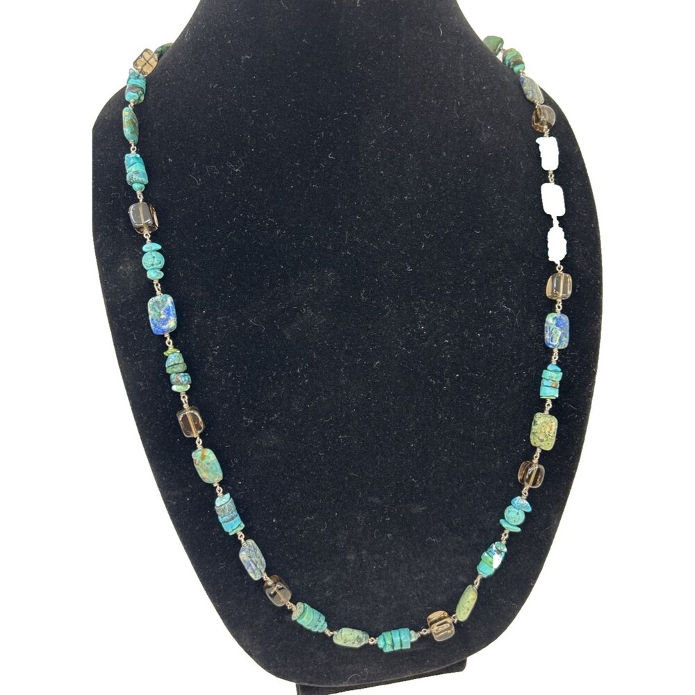 Gorgeous Vtg Silpada Necklace  30” Turquoise Smokey Quartz Sterling Silver 925